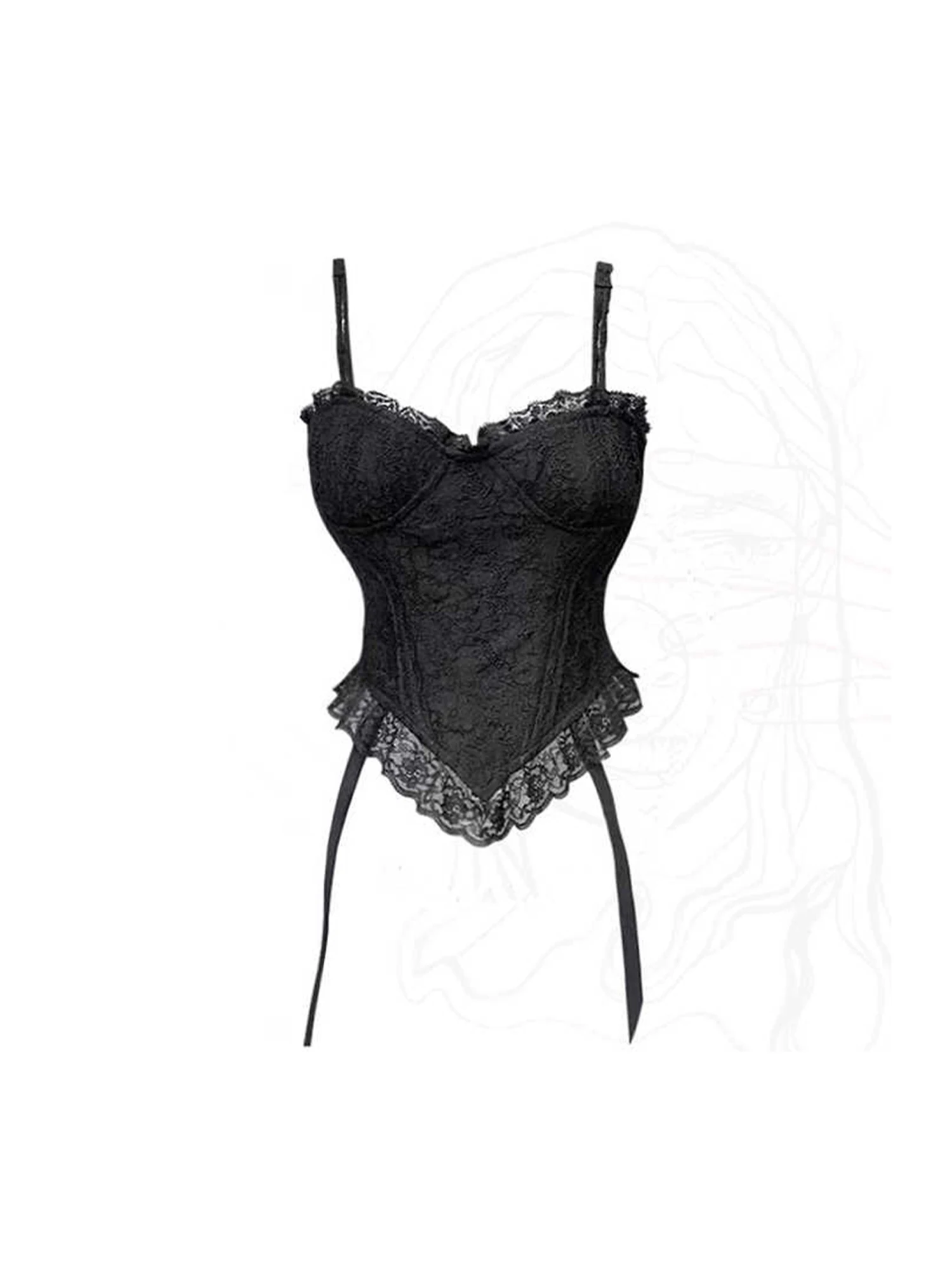 

Women's Black Goth Y2k Lace Crop Top Vintage Camisole Off Shoulder Corset Tops Sleeveless Tank Top Emo 2000s Clothes Summer 2025