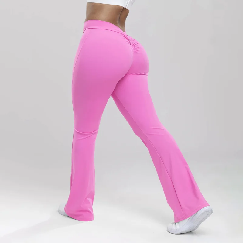 

Flare Leg Yoga Pants Women Low Waist Exercise Training Running Flare Bottom Push Up Fitness Sport V Back Scrunch Gym Leggings