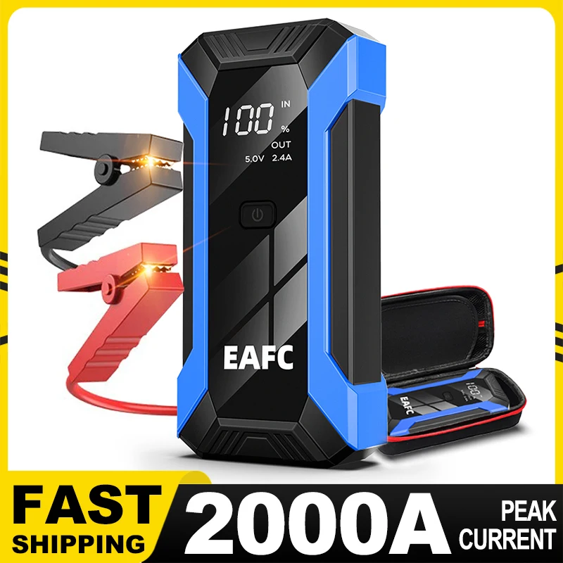 Car Jump Starter 2000A Battery Charger 1200A/1000A Emergency Power Bank Booster for 12V Gasoline and Diesel Vehicles Starting