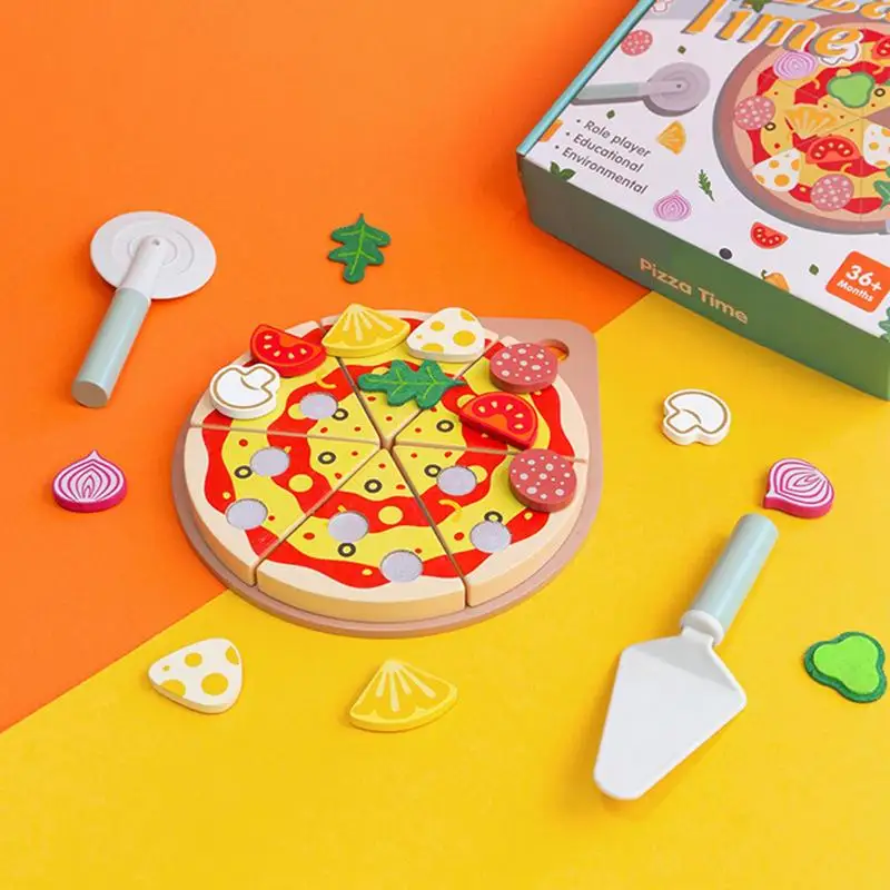 

Kids Pizza Playset Pretend Pizza Sets For Kids Educational Wooden Food Toys Early Learning Toy Pretend Play Kitchen Accessories