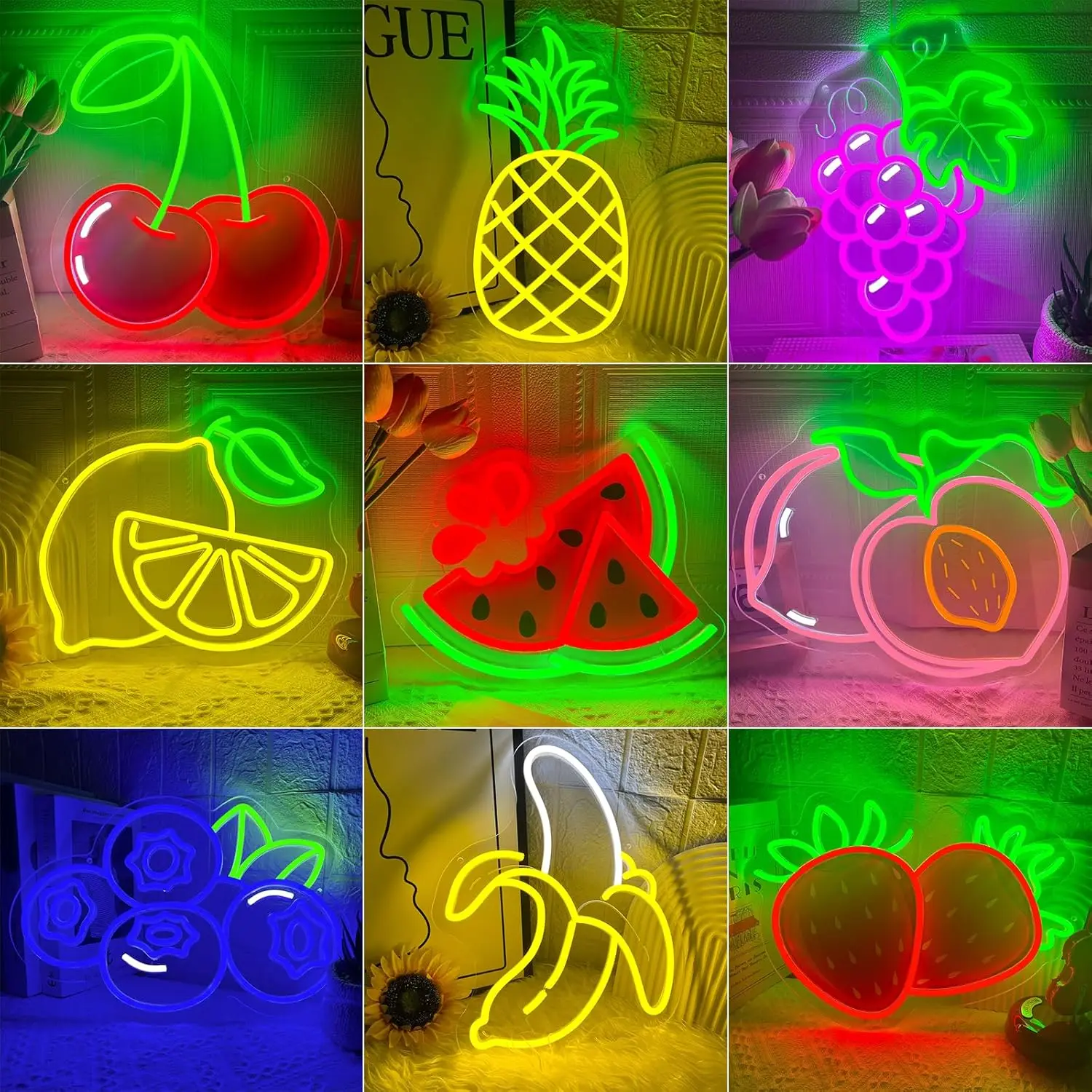 

Fruit Neon Sign Art Wall Light USB LED Neon Light for Restaurant Fruit Shop Gaming Room Bar Bedroom Decoration Gift Night Light