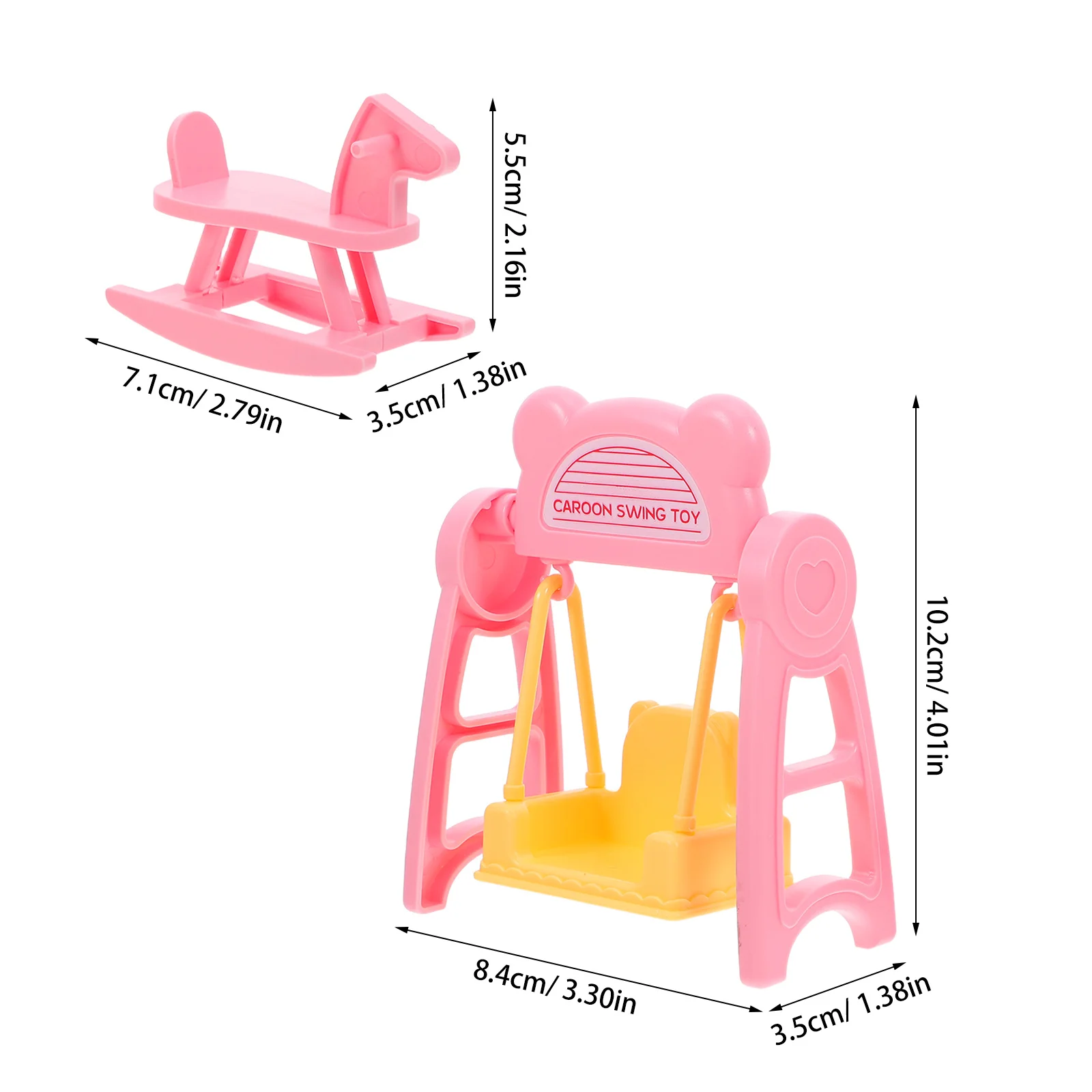 2 セット子供のふり遊びミニチュアドールハウス家具スイングロッキングホースクリエイティブ DIY 城アクセサリー