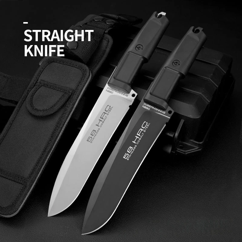 

Нож для выживания EX DOBERMANN IV Jungle, высокопрочный, с титановым покрытием, фиксированный клинок, ножи с ножнами из кайдекса, инструменты для кемпинга на открытом воздухе