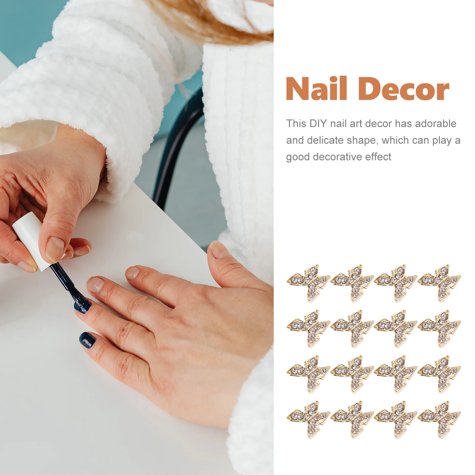 

20Pcs Delicate Butterfly Nail Decor Alloy Metal Rhinestones Adorable Stylish DIY Nail Art for Decorative Wear-Resistant Manicure