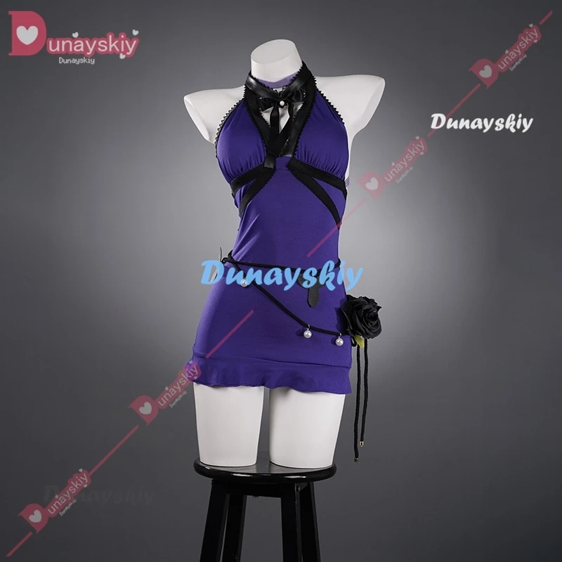 Final Fantasy VII Remake Tifa Lockhart Cosplay Costume Adult Women Party Blue Dress Outfit Halloween Carnival Suit