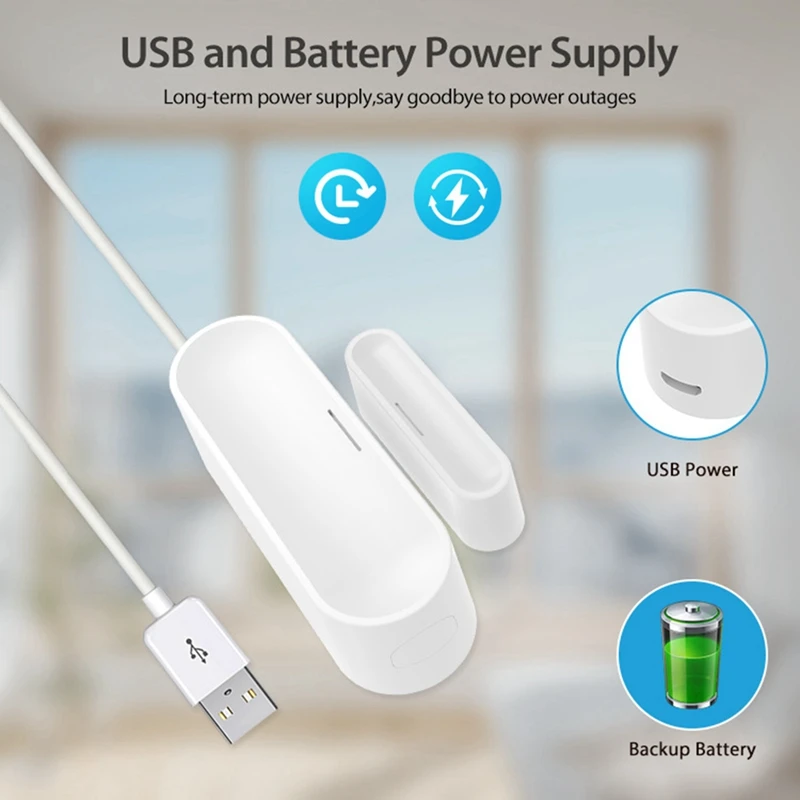 Tuya Matter ด้ายเซ็นเซอร์ประตูหน้าต่าง Anti-Theft ALARM สมาร์ทไร้สายเครื่องตรวจจับทํางานร่วมกับ Homekit Alexa Google Home