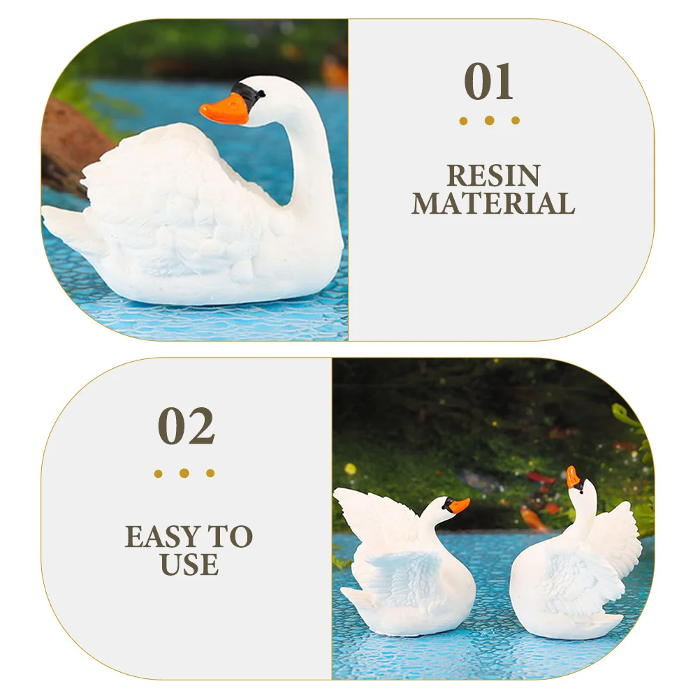

4Pcs Small Swan Ornament Resin Vivid Animal Decor for Cabinet Garden Courtyard Layout Desktop Decoration Lovely Finish