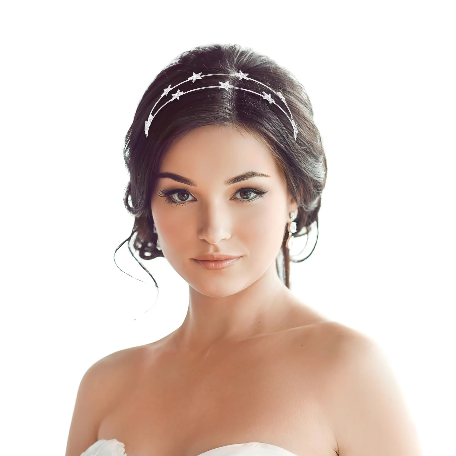

2Pcs Star Hair Bands Metal Headbands Wedding Bride Hair Accessories for Girls Women Party Prom Womens Headband