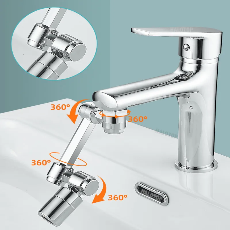 1440° Rotation Faucet Aerator Splash Dual Mode Kitchen Tap Extend Water Nozzle Faucet 22/24mm Adaptor Faucet Bubbler Robotic Arm