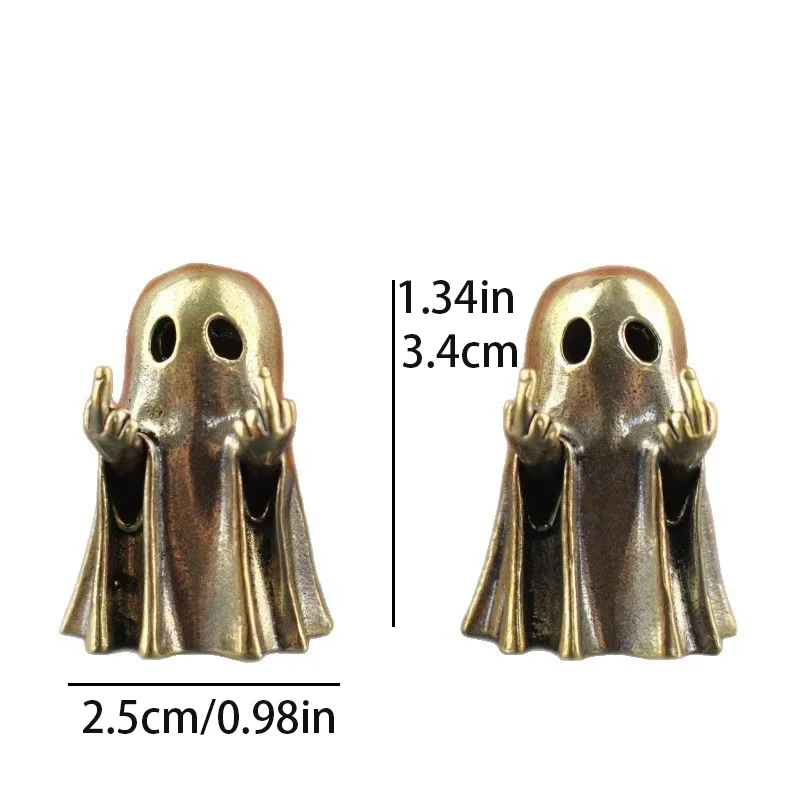 Brass Ghost Statue, Vintage Home Decor, Funny Middle Finger Gift, Halloween Christmas Present, Desk Office Car Ornament