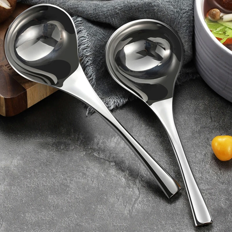 2Pcs Large Capacity Soup Spoons, Premium 18/8 Stainless Steel Serving Spoons - Dinnerware Tableware Restaurant Supplies