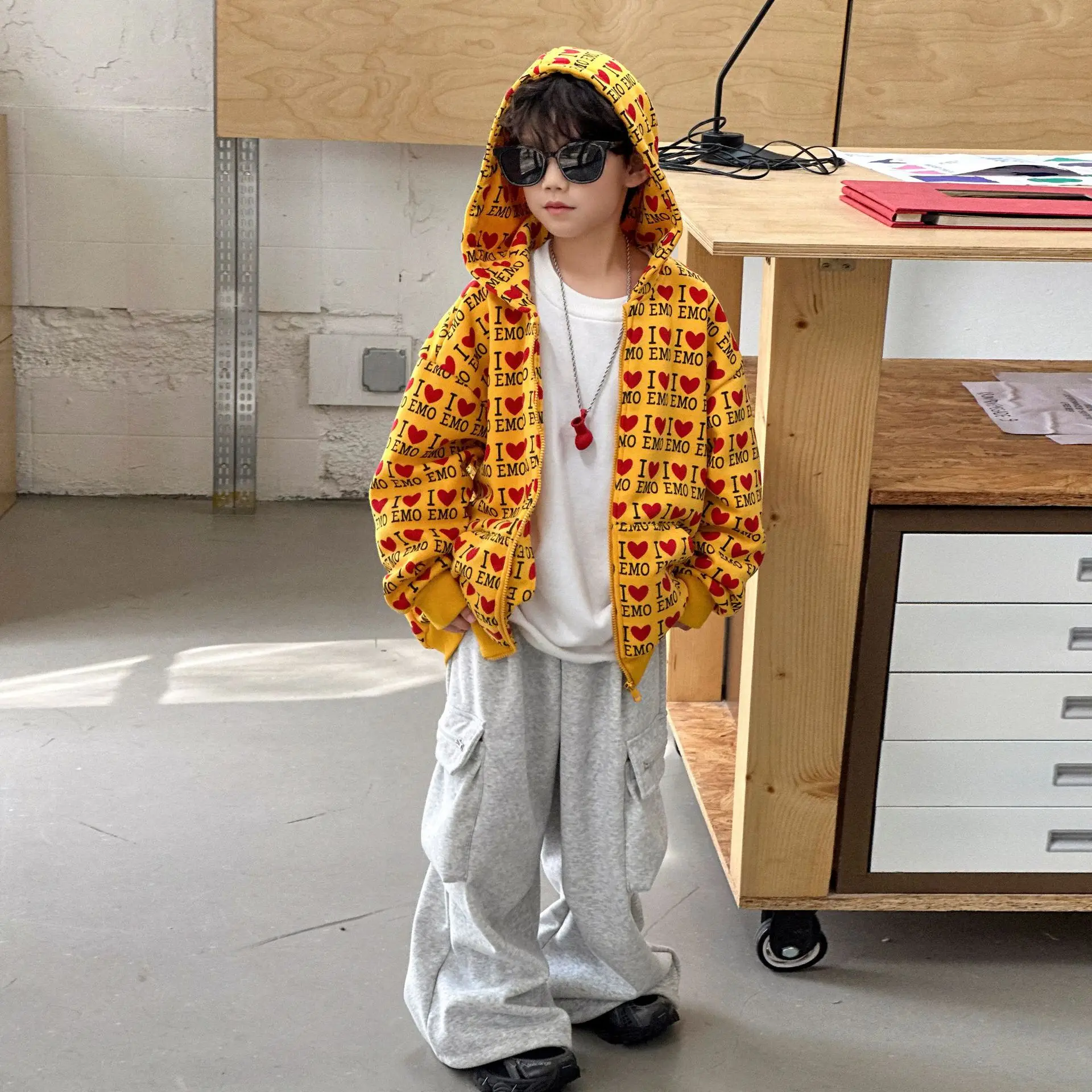 

Hooded Coat Fleece-lined Cardigan Children Thickened All-matching Topboys Children Autumn Winter Fashionable Casual