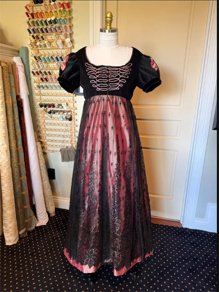 

Victorian High Waistline Regency Dress Cosplay Costume Jane Austen Tea Party Fancy Ball Gown Custom Made