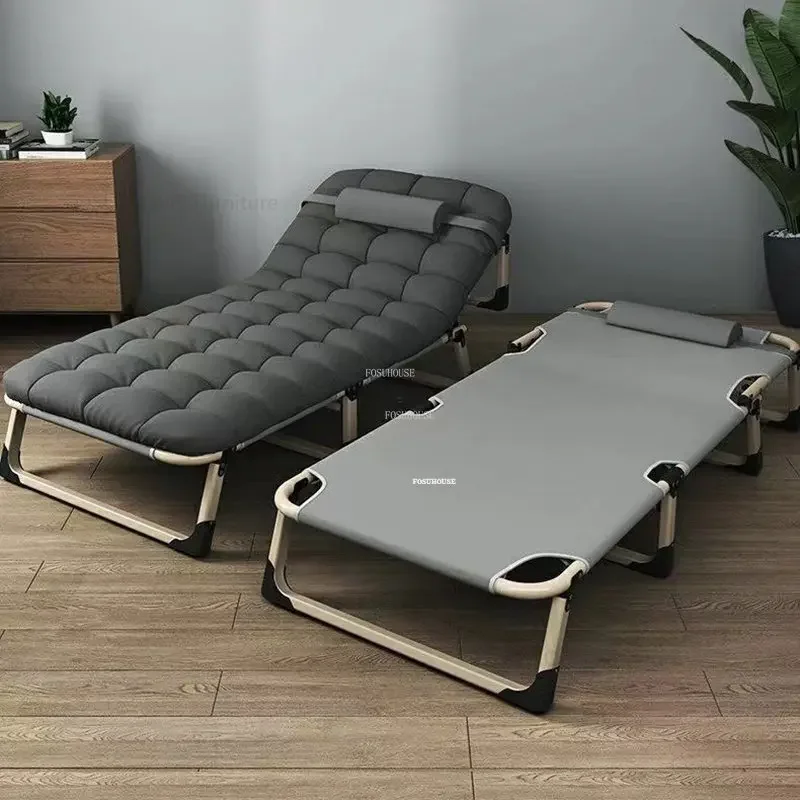 Modern Iron Portable Folding Bed Living Room Folding Beds Simple Office Lunch Break Bed Outdoor Camping Recliner Home Furniture