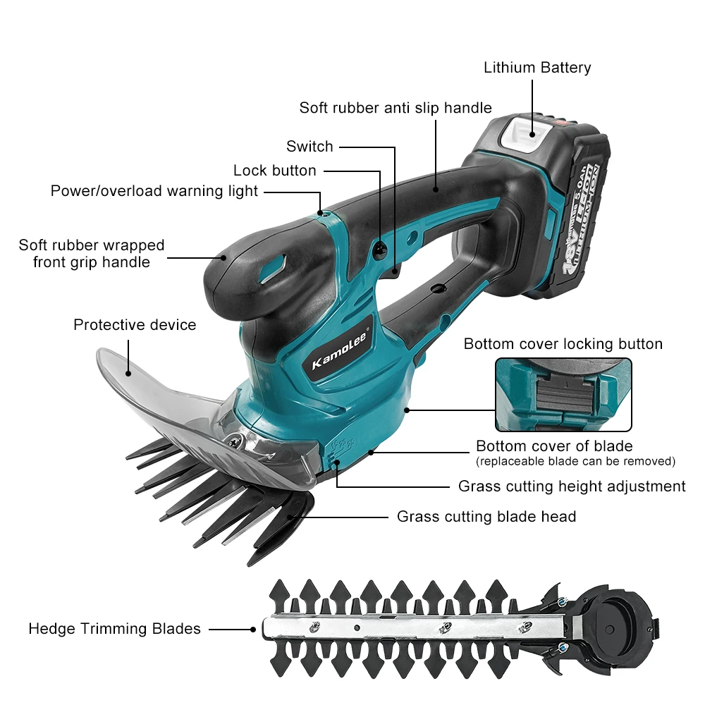 Kamolee 2 في 1 أداة تشذيب التحوط الكهربائية 20000 دورة في الدقيقة شجيرة الحديقة اللاسلكية إزالة الأعشاب الضارة تشذيب جزازة العشب المنزلية #2