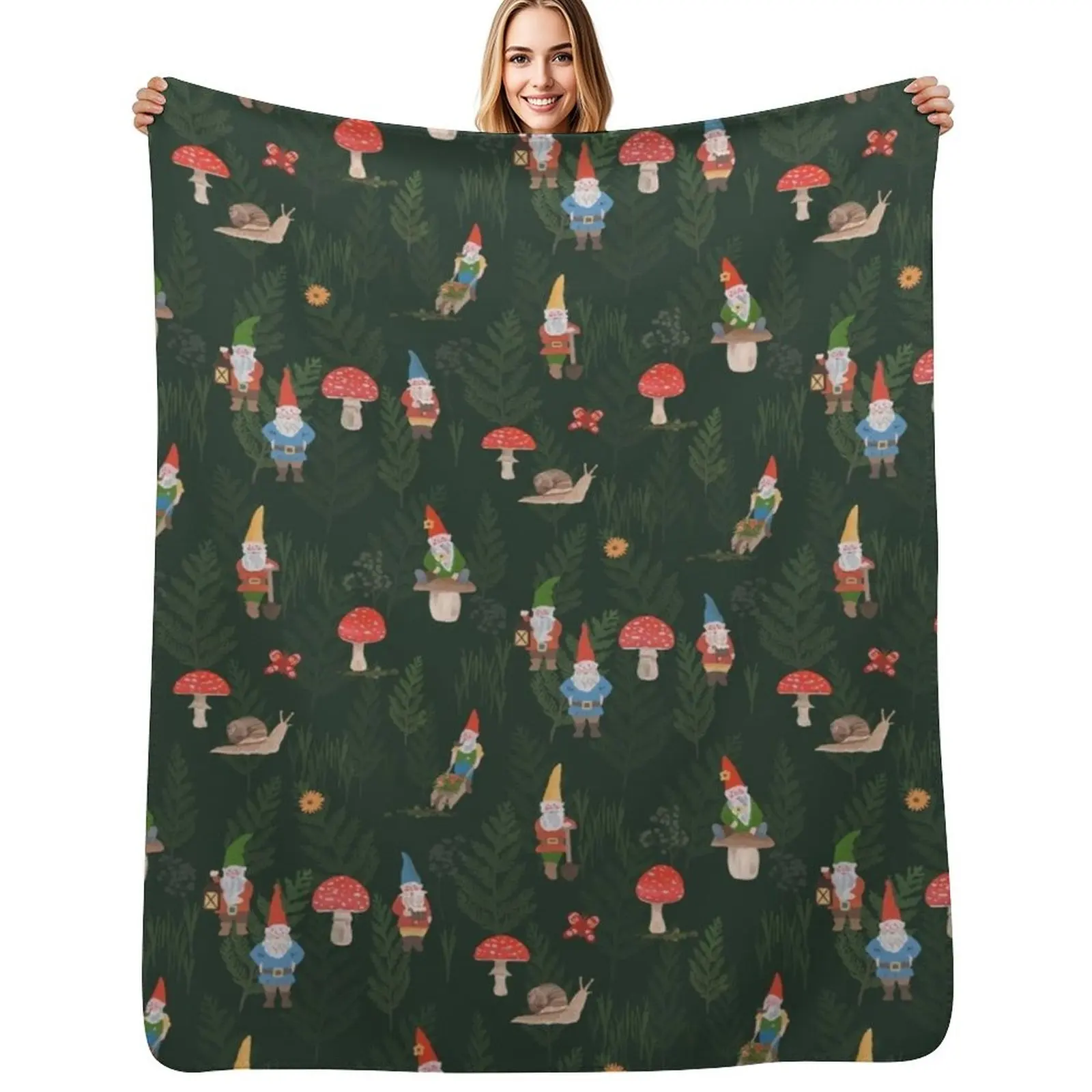 

Woodland Gnomes Throw Blanket Soft Plush Blanket as Housewarming Gift