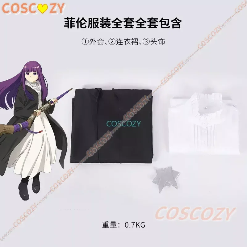Disfraz de Cosplay de helecho para mujer, vestido de Peluca de Anime Frieren Beyond Journey's End, uniforme de gabardina, sombreros, disfraces de fiesta de Halloween