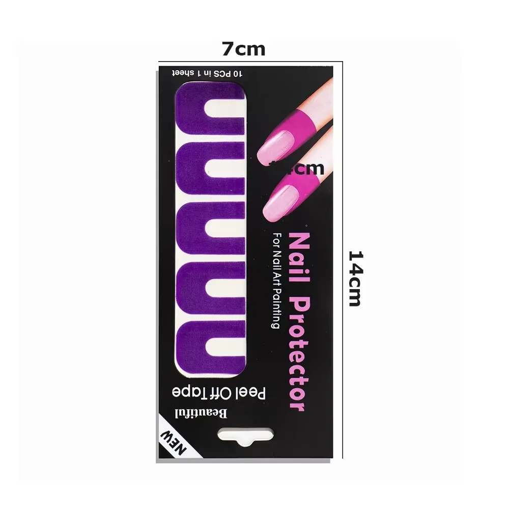 10PCS Anti-spruzzi Adesivi per smalto Protezione della pelle Prevenzione dei troppopieno Forma per unghie a forma di U Nastro spelafili Proteggi le dita