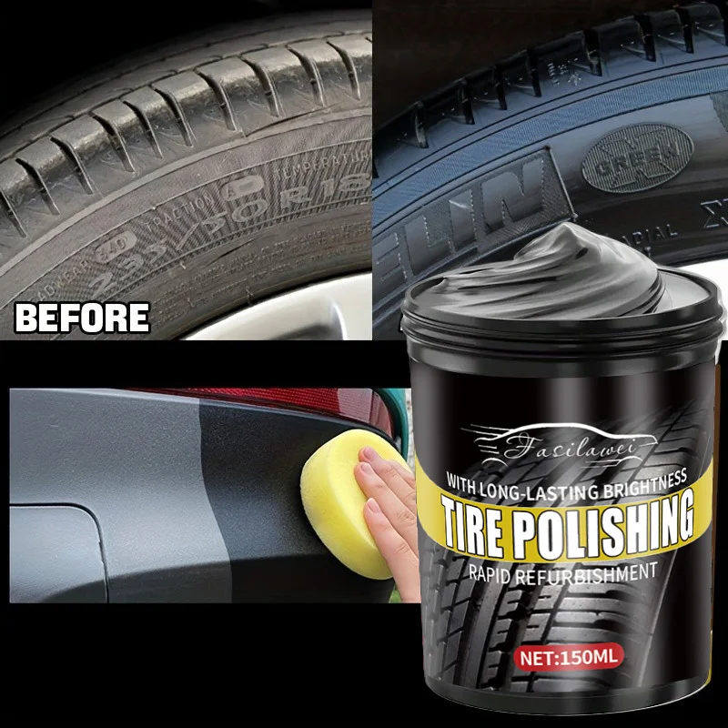 Tyre Black Car Tire Wax - Automotive Wheel Care Blackening Brightener, Anti-Aging Crack Prevention, Plastic Restoration, Scratch