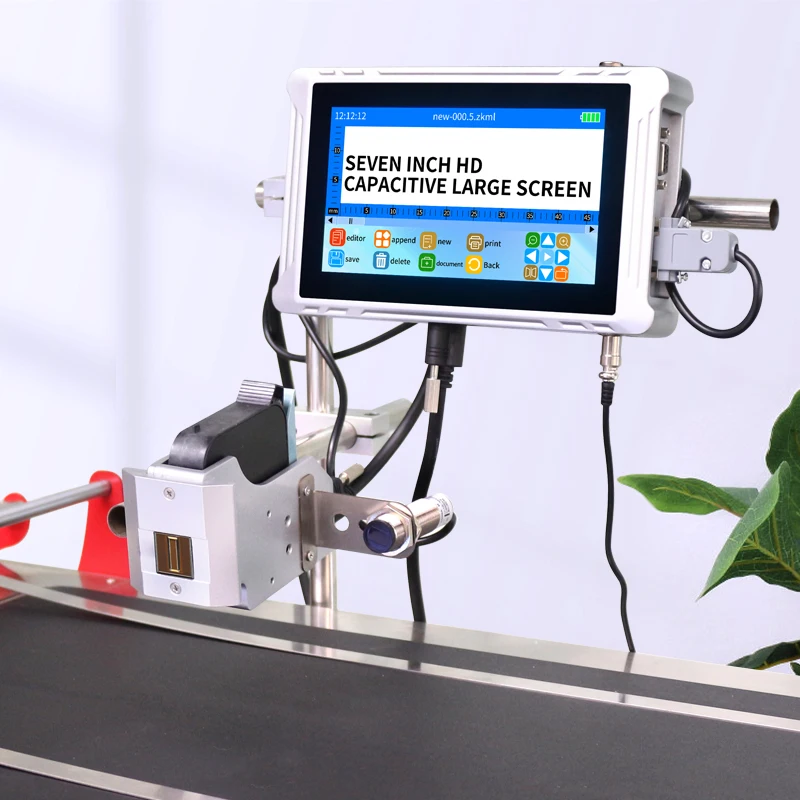 

PM-7 7-Inch Touch Screen Industrial Inkjet Printer High-Speed Date Encoder Single Nozzle 12.7mm for Food Packaging Date Coding