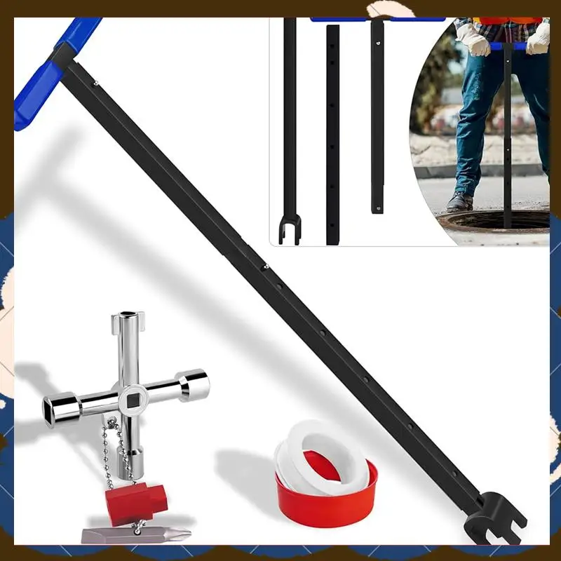

Water Meter Key Shut Off Tool 15 Inch To 28 Inch With 4-Way Utilities Key, T-Handle Removable Water Meter Wrench-[A53I]