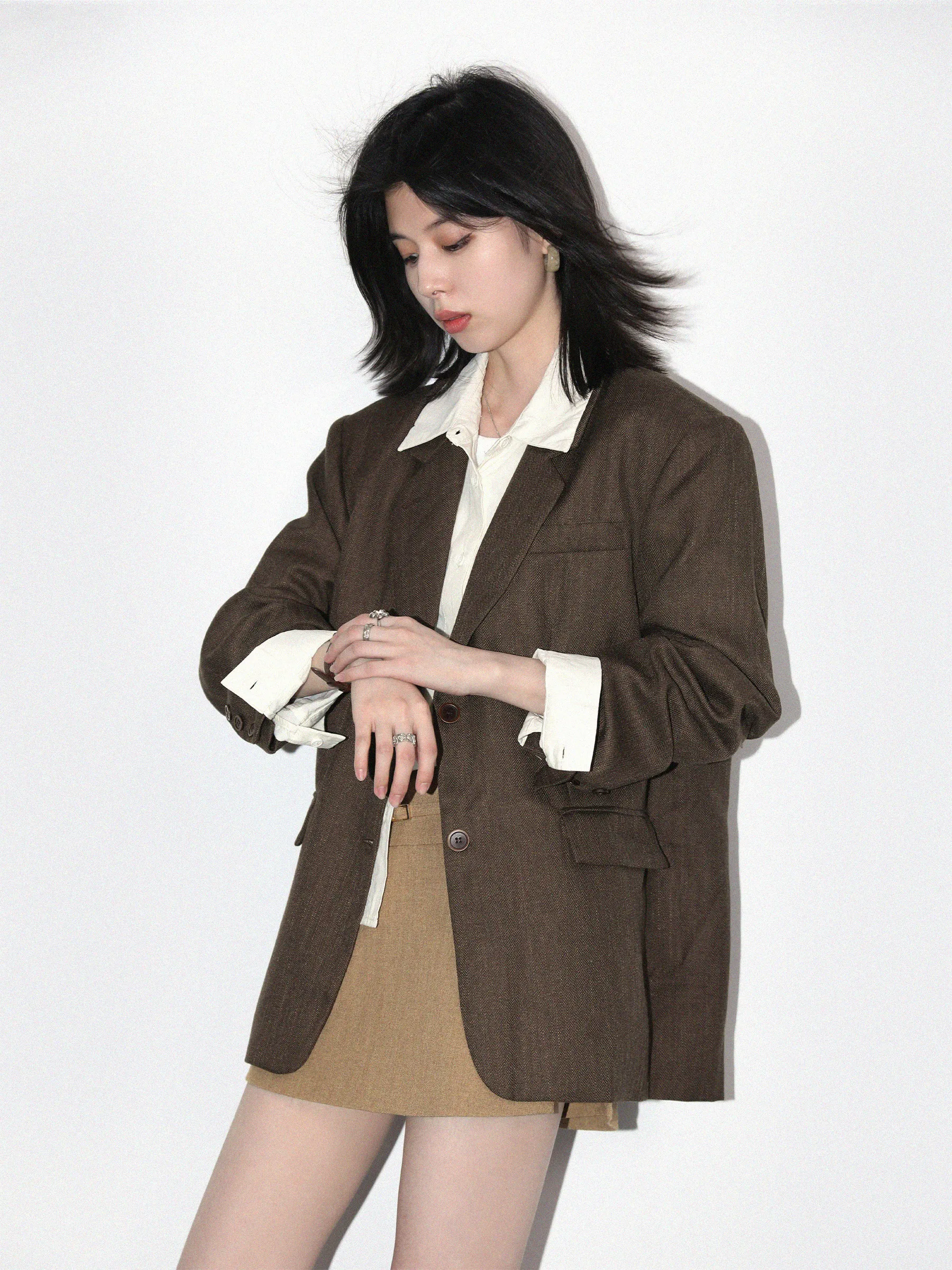 CHIC VEN New Women Blazer Jacket Loose Casual Retro Single-breasted Office Lady Suit Blazer Coat Spring Autumn 2026 Clothes