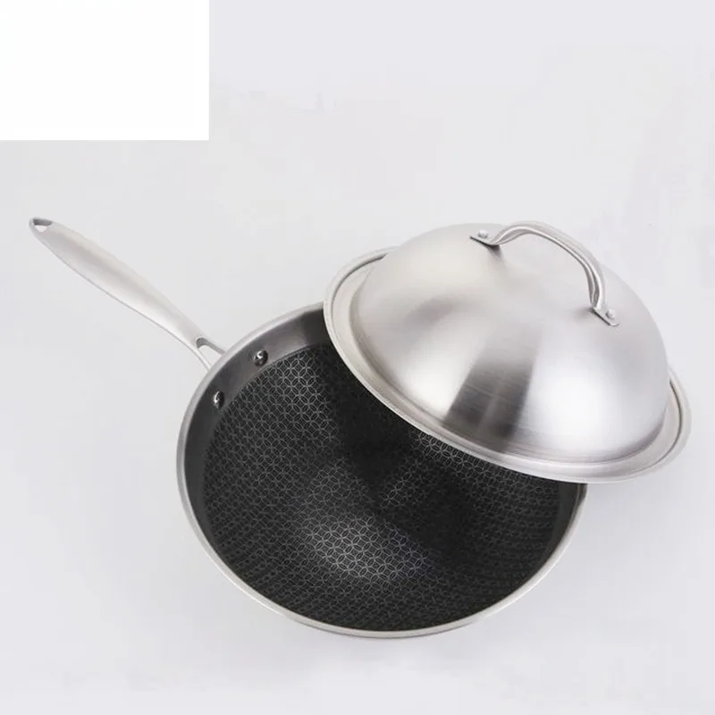 

New Stainless Steel Stir Fry Pan with No Oil Fumes and Non Stick Properties for Household Kitchen Utensils