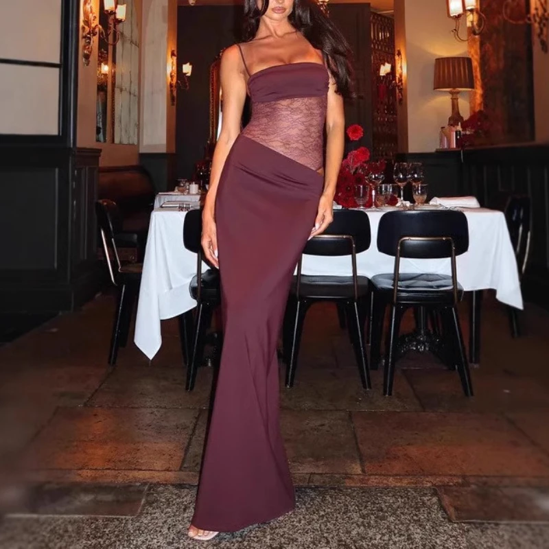 

2025 Новое женское модное стильное элегантное утягивающее кружевное платье на бретелях