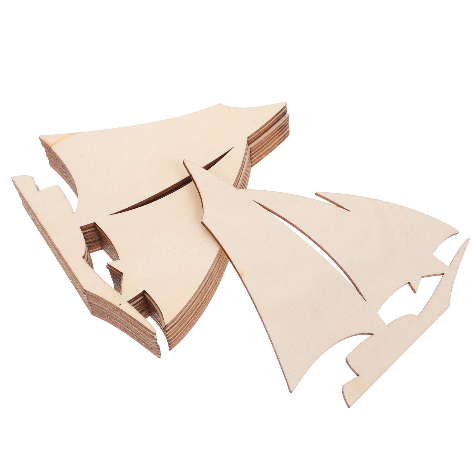 

10 Pcs Blank Wooden Sailboat Unfinished Wood Ornaments Diy Craft Supplies Decor Heart Toy Sailing Model Poplar Board