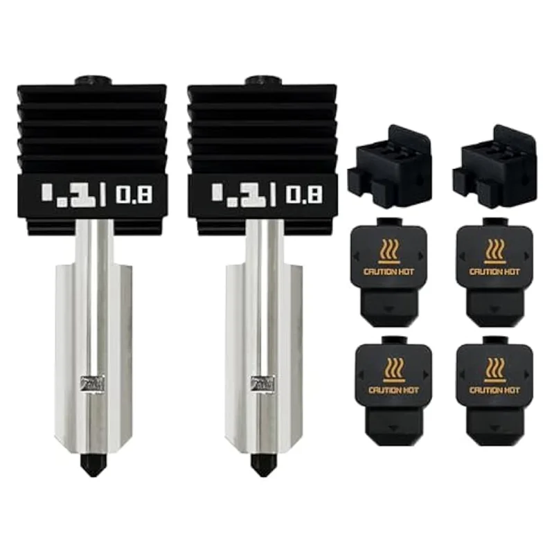 For Bambu Lab H2D Compatible 2PK 0.8MM Hotend Kit With Upgrade Hardened Steel Nozzle, Extra 2PK Silicone Cover+ 2PK Nozzle Brush
