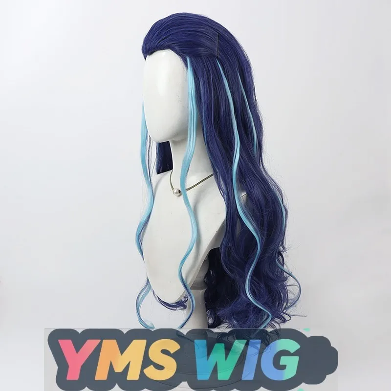 [ YMS WIG ]West Sea Dragon King Cosplay Wig Nezha Ao Bing Aunt Widow's Peak Blue Highlights Curly Hair