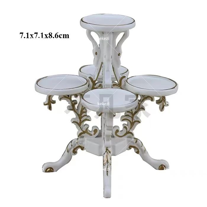1:12 Poppenhuis Europees Meubilair Decoratieve Miniaturen Scène Mini Gesneden Tafel Stoel Computer Bureau Stoel Meubilair