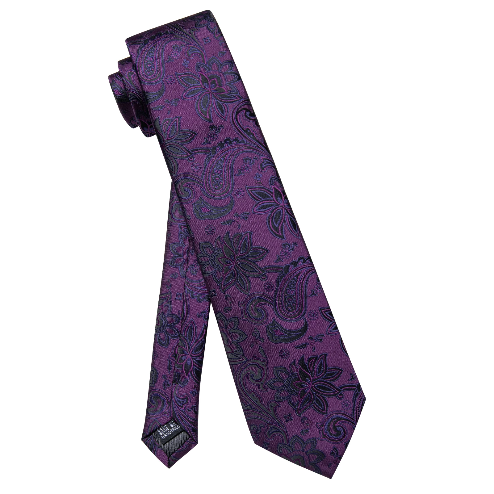 Corbata con estampado Floral para hombre, corbata de Jacquard púrpura para boda, fiesta, negocios, lujo para el hogar, accesorios para camisa