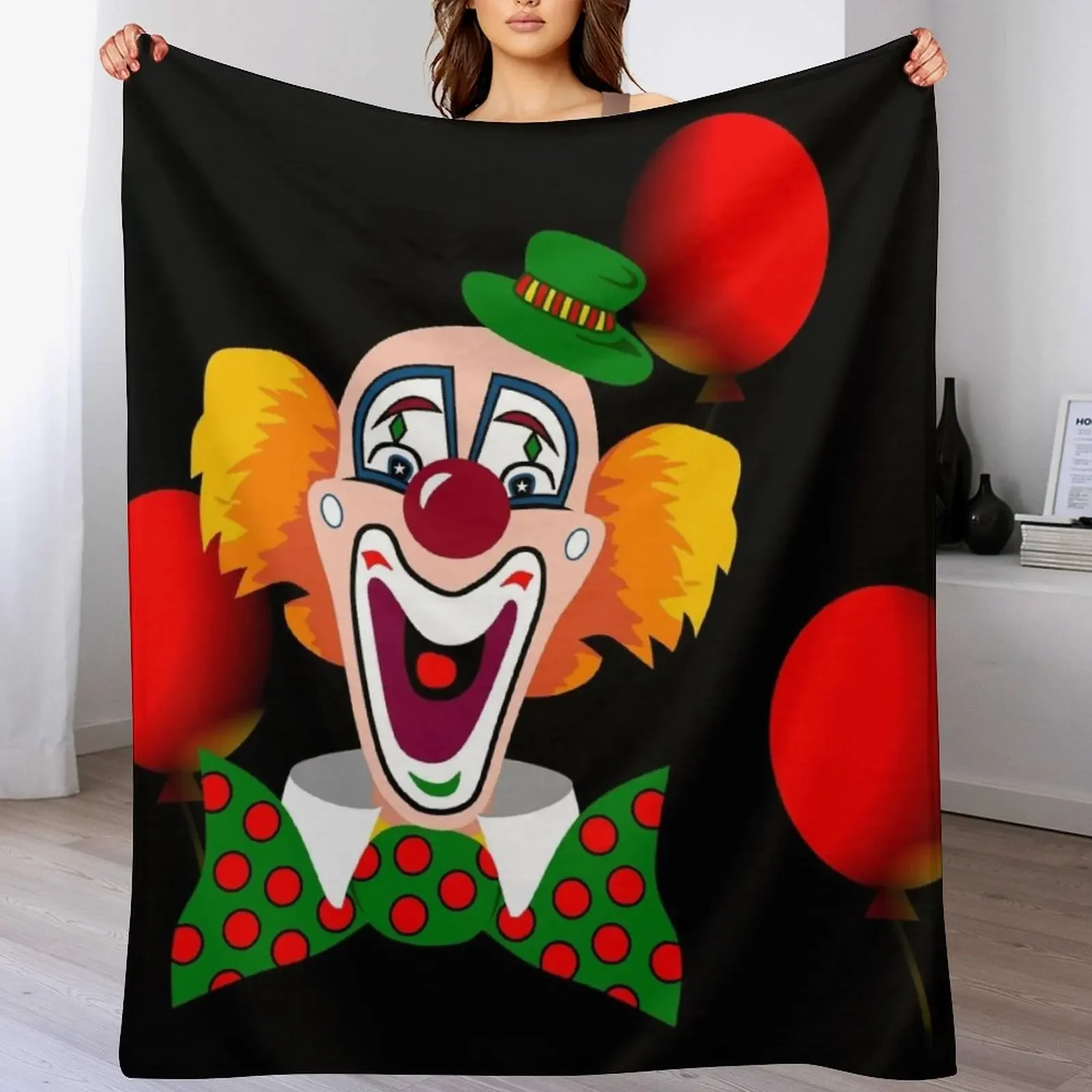 

Clown Throw Blanket Decorative Beds Multi-Purpose Fashion Sofas Vintage Blankets