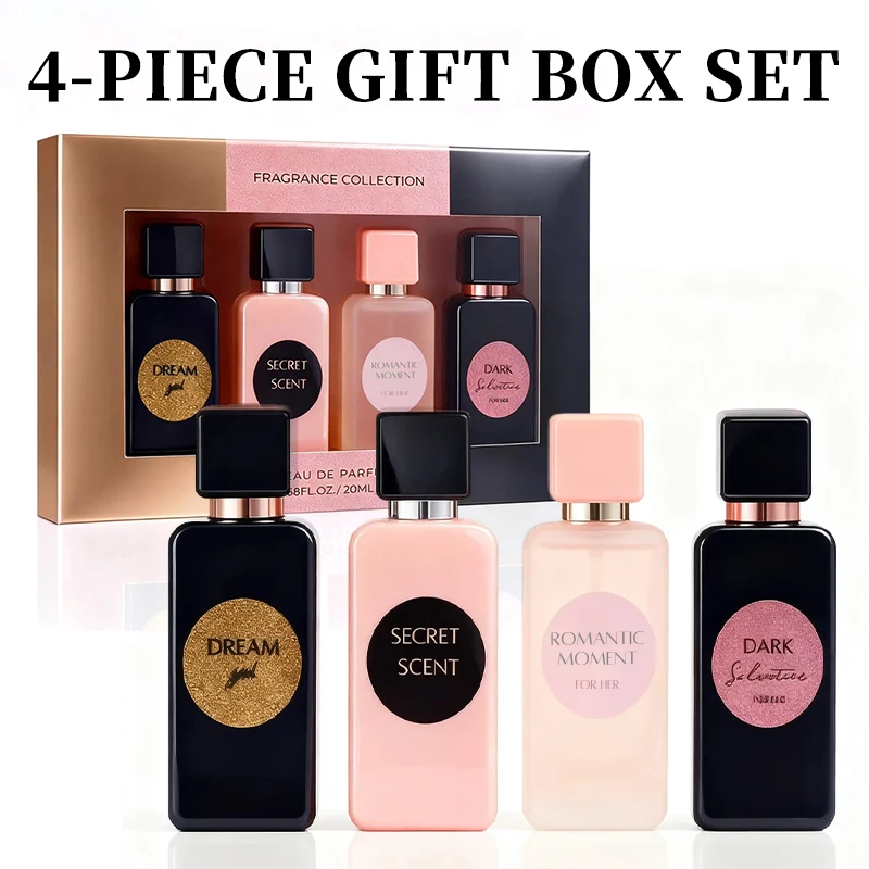 

4-Piece Women's Perfume Gift Set (0.68oz Each ) - 4Long-Lasting Sweet & Fresh Scents, The Perfect Holiday, Date & Party Gift