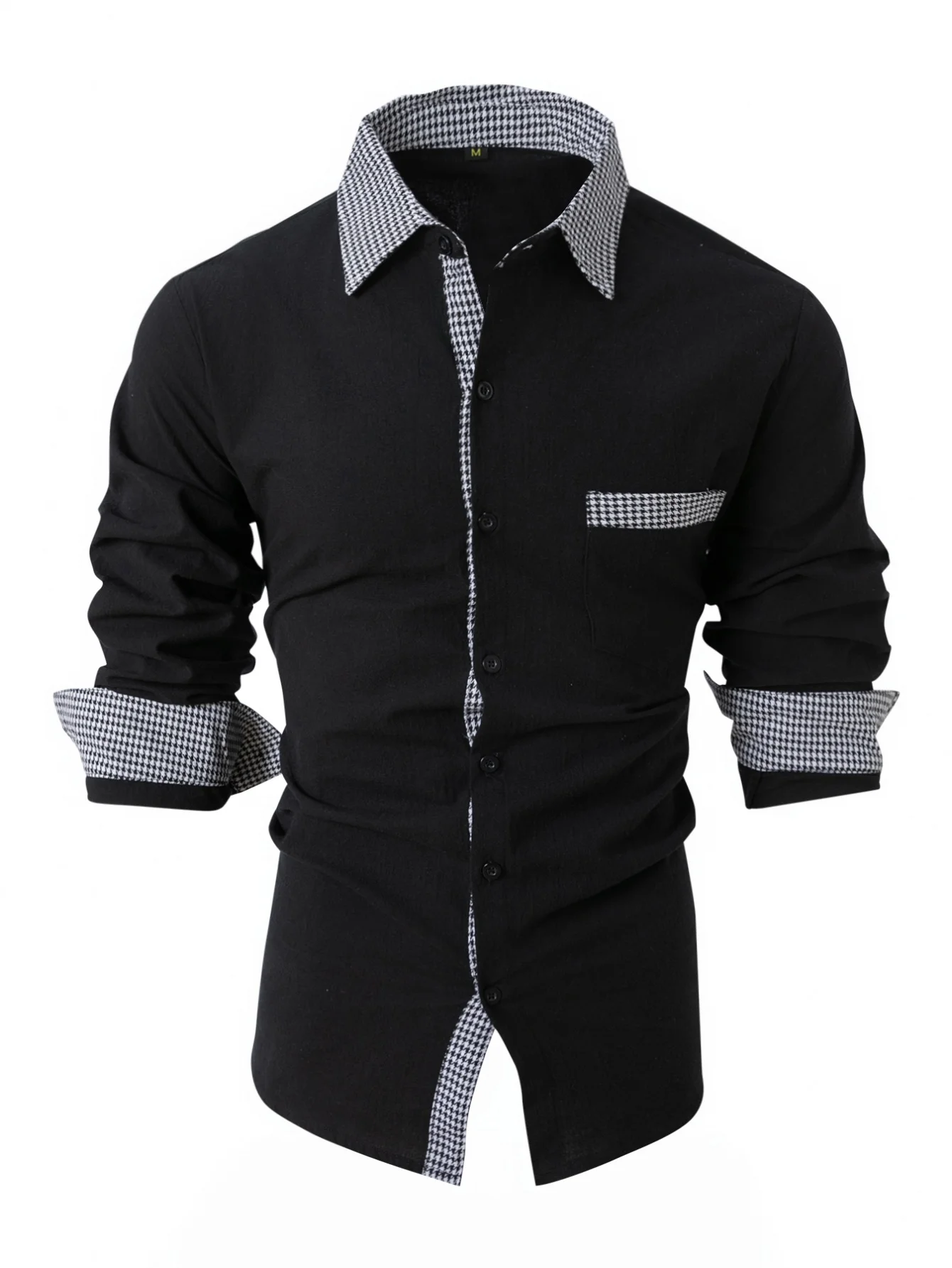 

Рубашка мужская с длинным рукавом, винтажная блуза из хлопка и льна, с лацканами, на пуговицах, с рисунком в клетку, Повседневная Уличная одежда