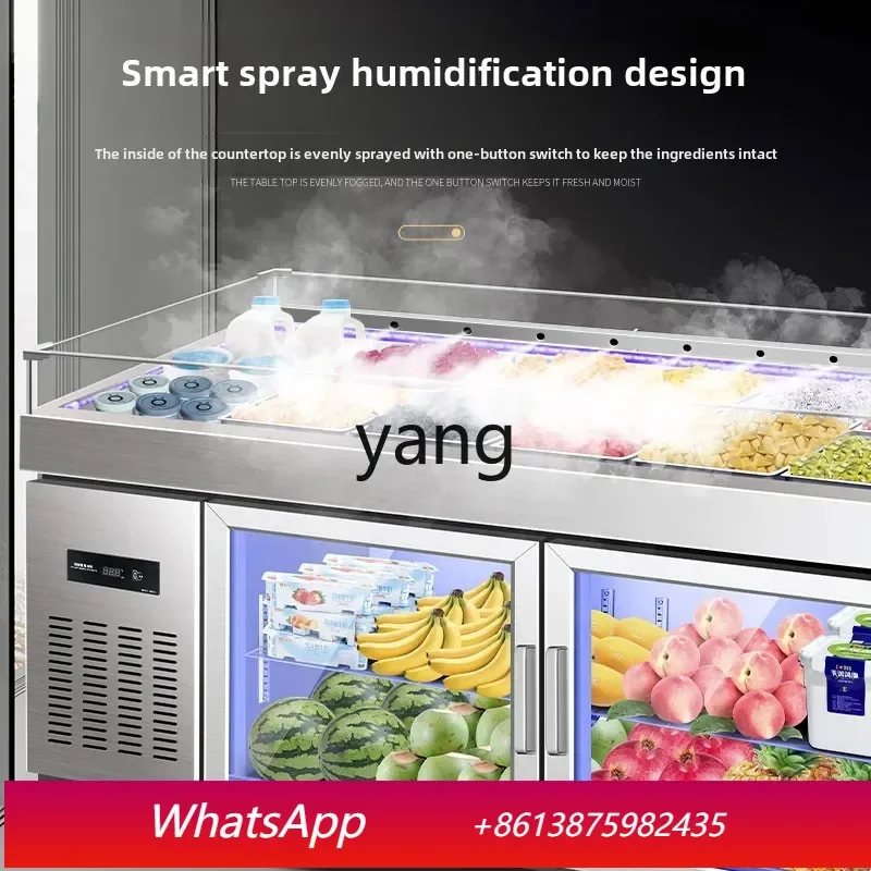 Lcx fruit fishing display cabinet spray refrigerated salad table slotted commercial fresh-keeping cabinet