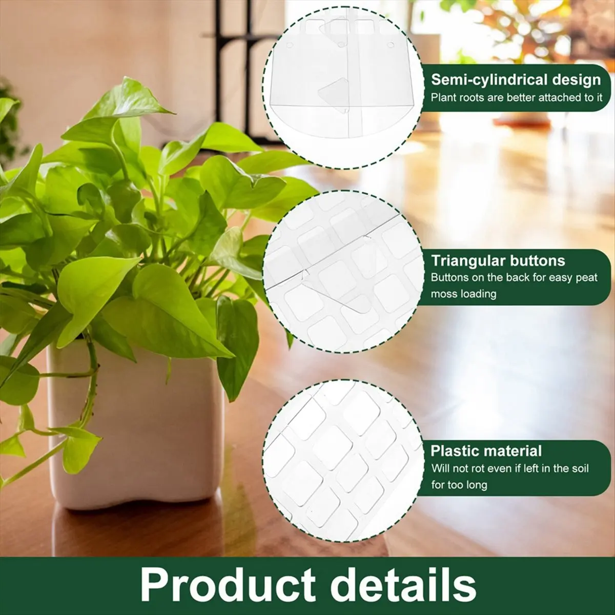 A24I 4 قطعة أقطاب الطحلب مع التعادل البلاستيك عمود النبات عصا النبات دعم أدوات الحدائق لحديقة الفناء الخلفي بوعاء التسلق