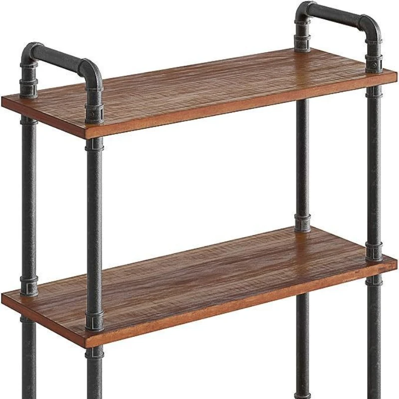

Wooden floor-to-ceiling shelf Three-layer bookshelf Industrial wind solid wood development wall Living room bedroom flower stand