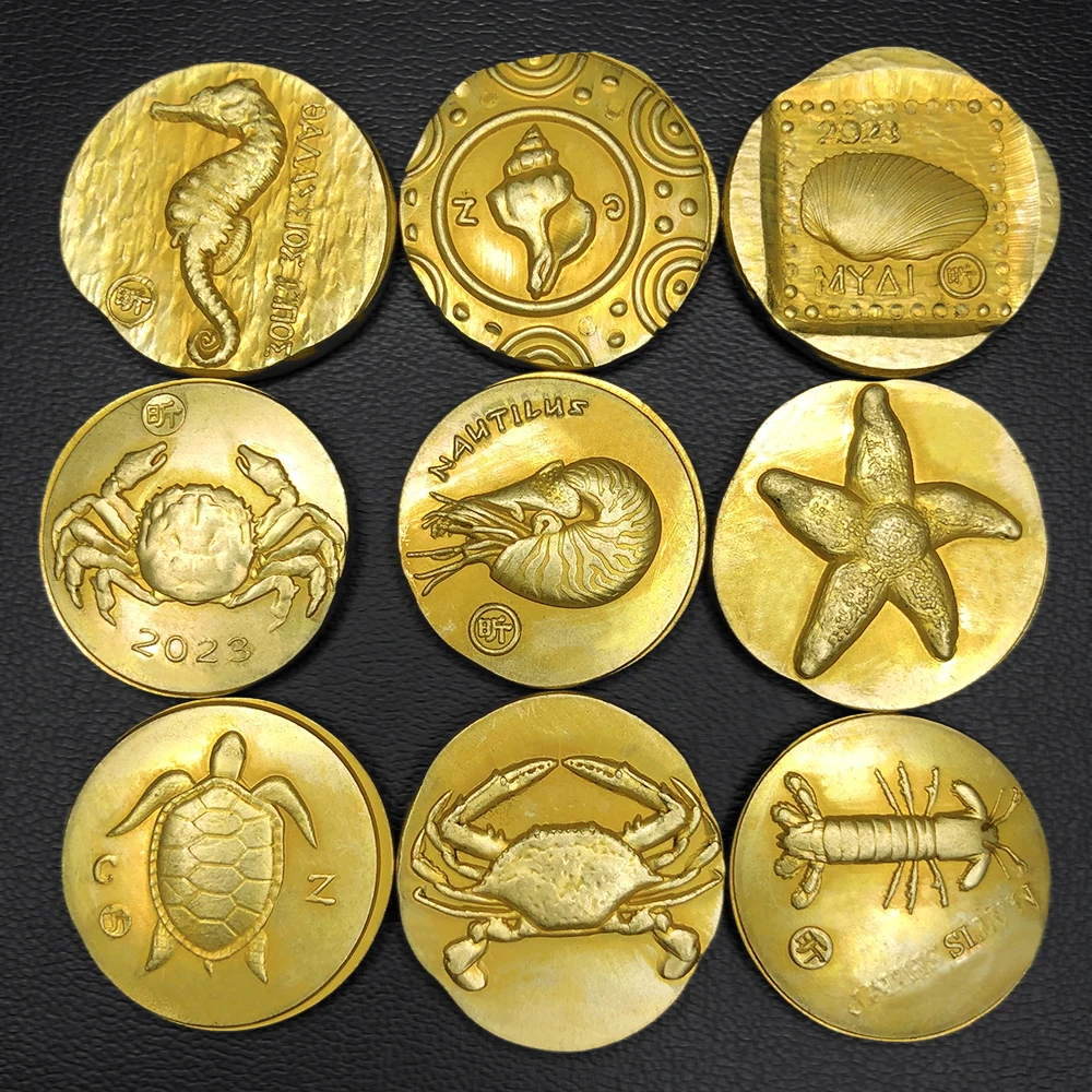 Marine Creatures Greek Coins Irregular Gold Home Decoration Medal Rare Collectible Souvenirs Christmas Gift Sea Star Conch Crab