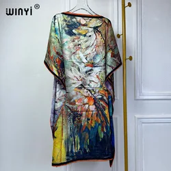 WINYI Beach Dress High Quality Boho Print Elegant maxi dress Women Evening party kaftan abaya muslim woman abaya dubai luxury