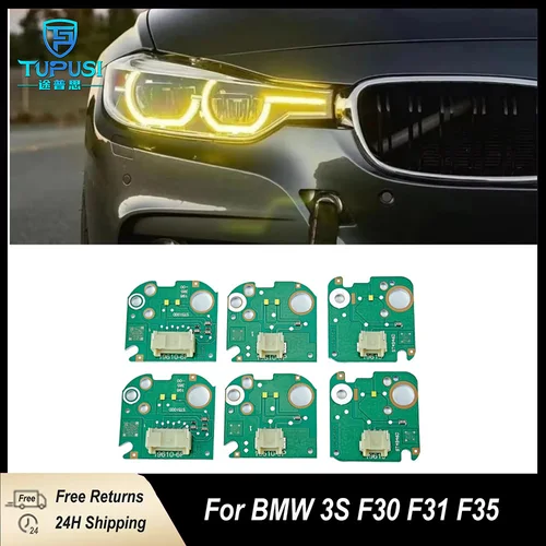 Imagen 2 del producto 63117419610 63117419615 luces de circulación diurna amarillas brillantes para BMW Serie 3 F30 LCI 3' F31 faro LED DRL Angel Eyes para coche