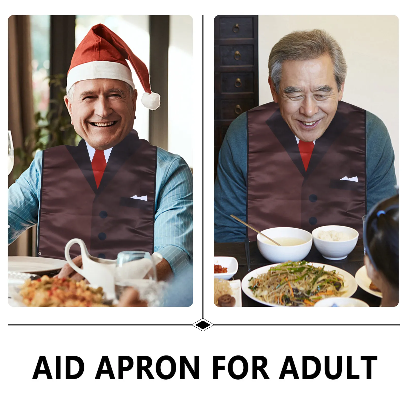 Halloween Christmas New Year Adult Eating Bibs Patient Adults Eating Apron Senior Waterproof Easy Clean Smooth Surface Built-in