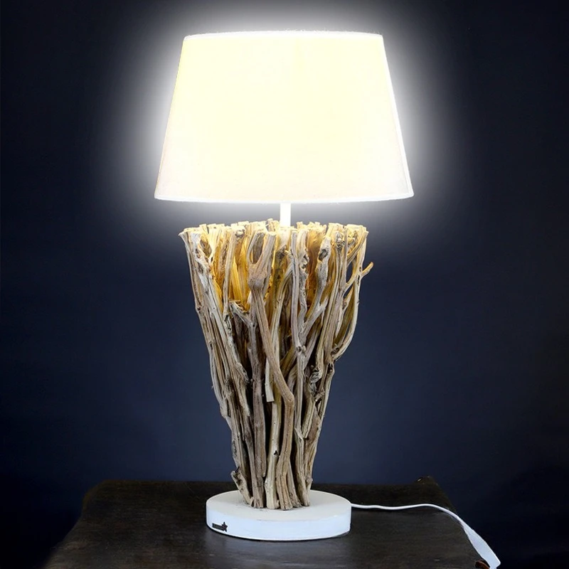 Handmade wooden table lamp Floor lamp Bed and breakfast Restaurant Cafe Rotten wood branches Decorative lamps