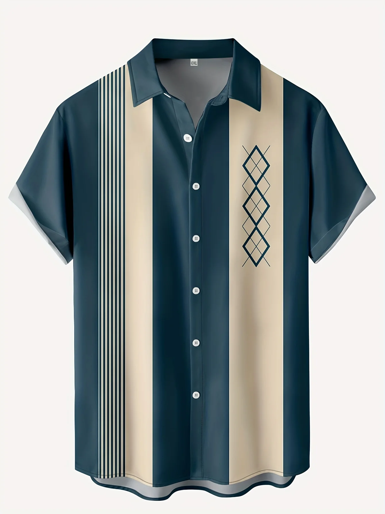Men's Hawaiian Beach Resort Casual Shirt Summer Fashion Loose Weave Breathable Short-Sleeved Striped Print Loose Streetwear