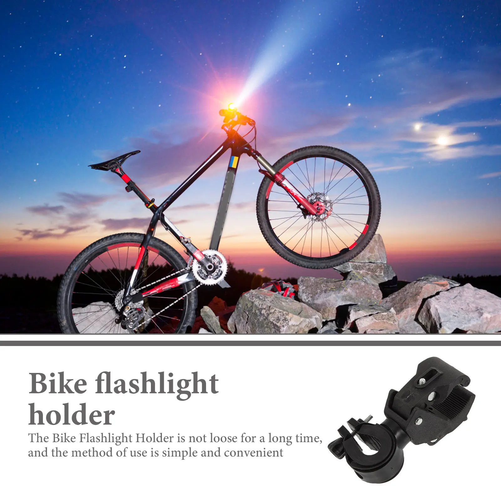 

2Pcs Bike Flashlight Holder Premium Plastic 360 Degree Rotatable Mount for Universal Handlebar Cycling Night Ride Sturdy Light