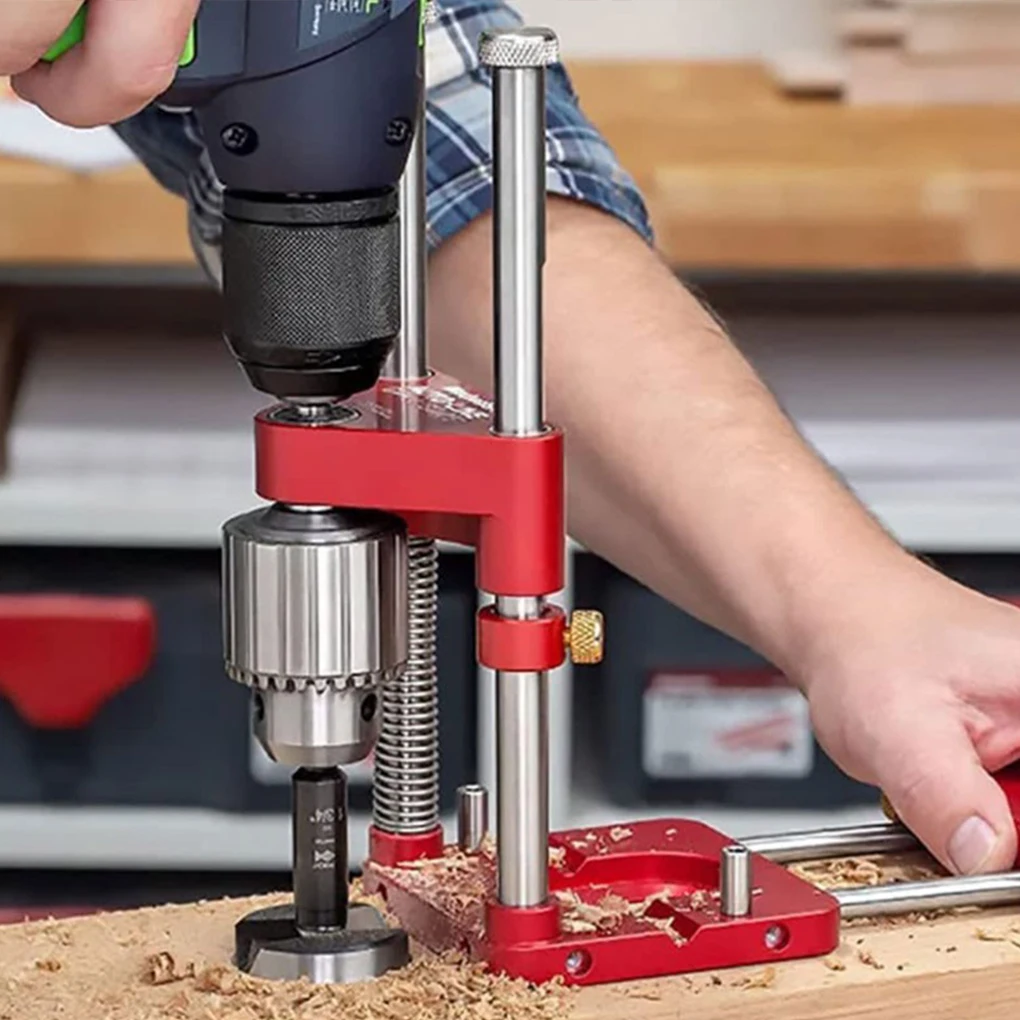 Localizzatore di trapano per la lavorazione del legno in lega di alluminio con scala Posizionatore preciso Guida per trapano Tassello Jig Puncher Lavorazione del legno Strumenti domestici fai da te