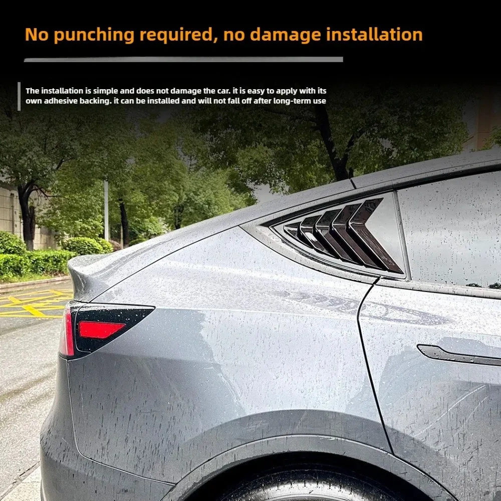 1Pair Side Window Louver Cover Sport Style For Tesla Model 3/3 Highland Model Y 2017-2025 2026 Rear Window Spoiler Shutter Cover view 3