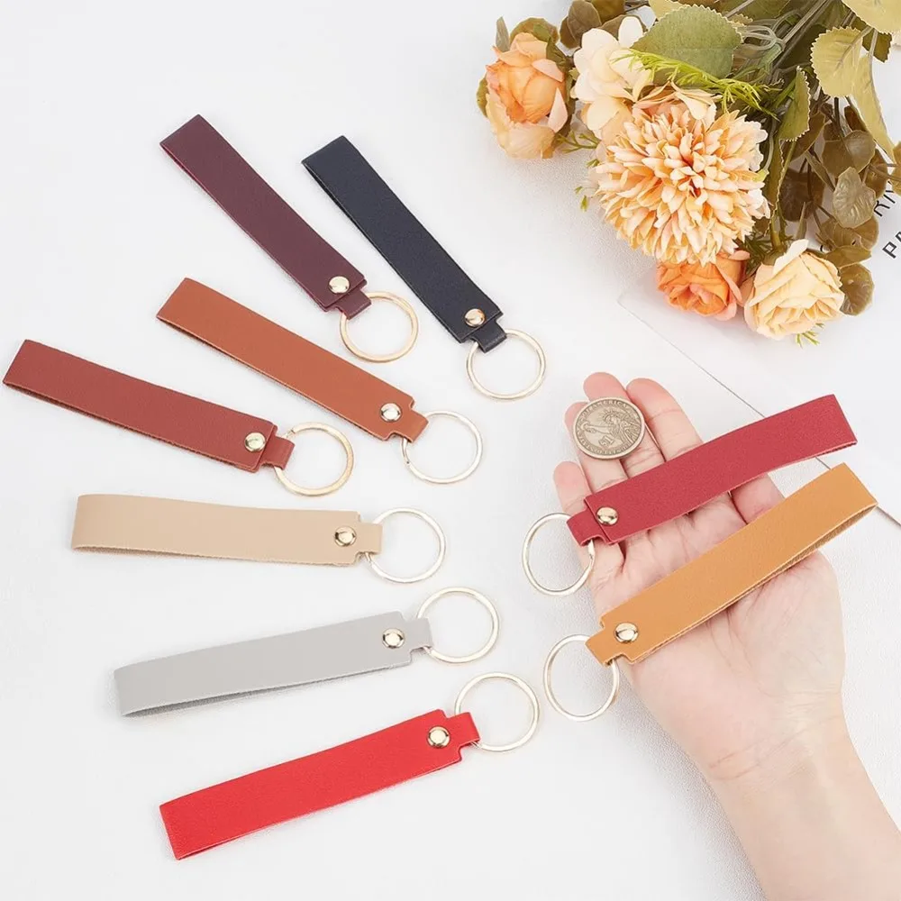 26Pcs Laser Leather Keychains with Iron Key Rings