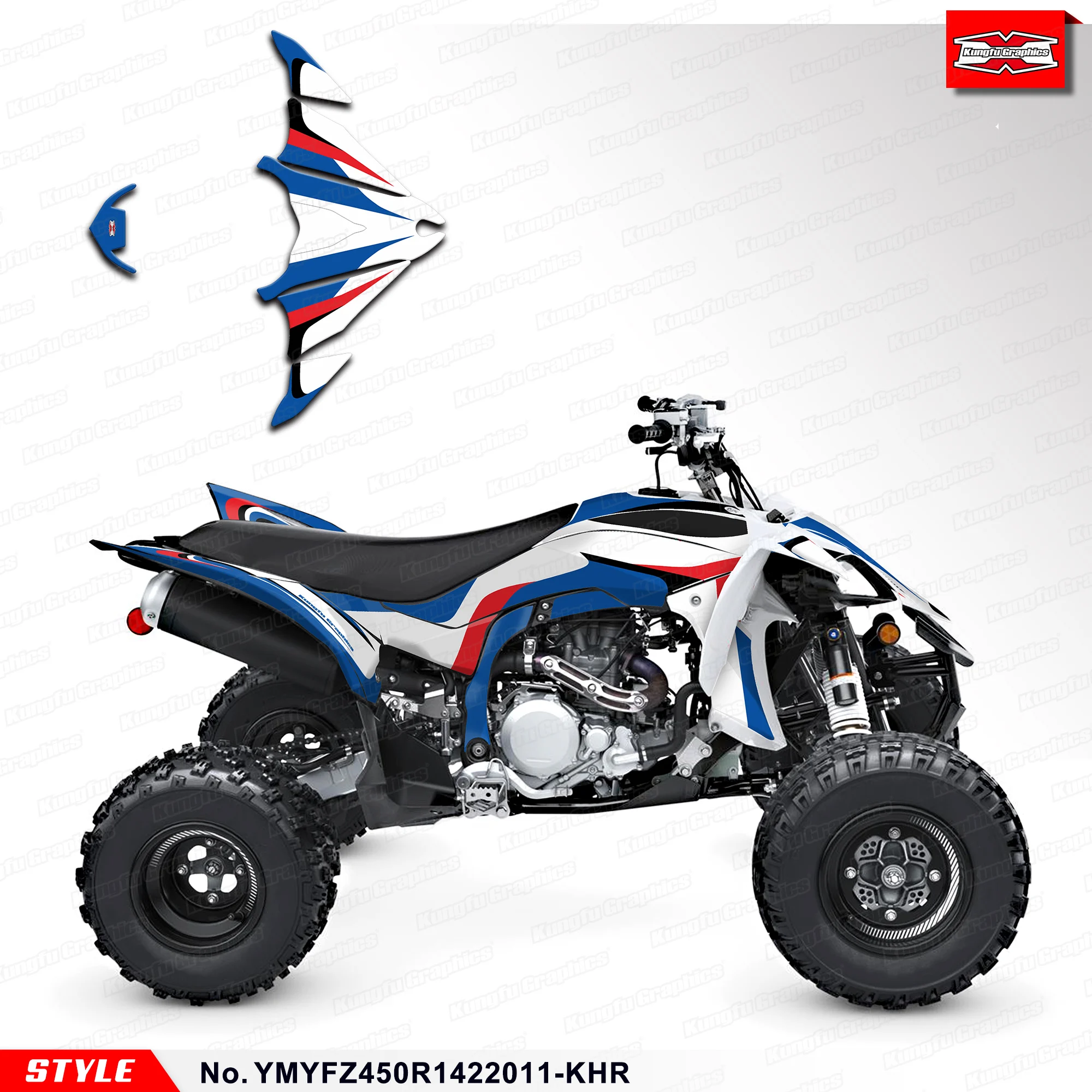 

Виниловая наклейка KUNGFU GRAPHICS для YAMAH YFZ450R YFZ 450R 14 15 16 17 18 19 20 21 22 23 24 25, YMYFZ450R1422011-KHR